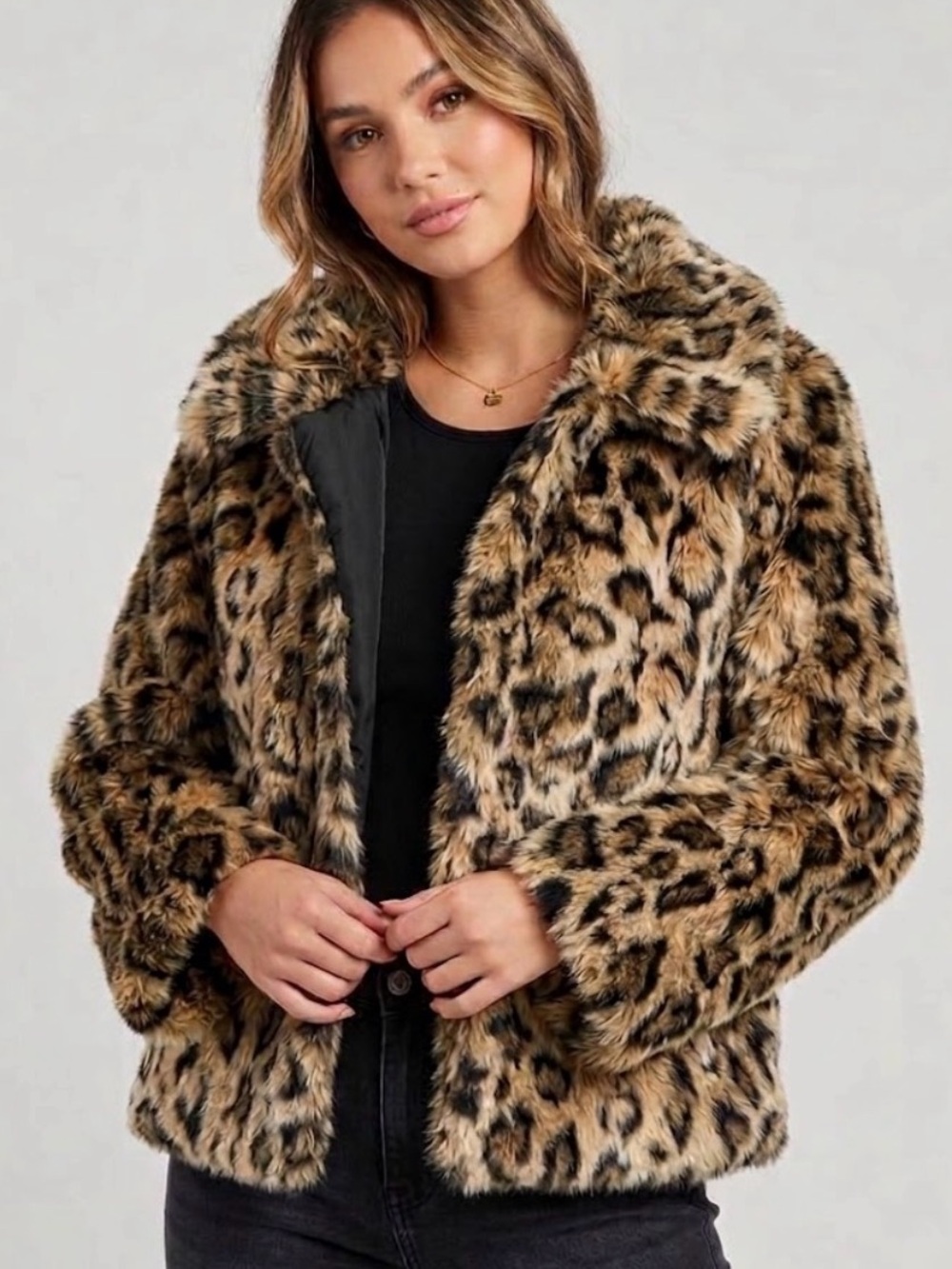 Juicy Couture Faux Leopard Print Fur Jacket Small